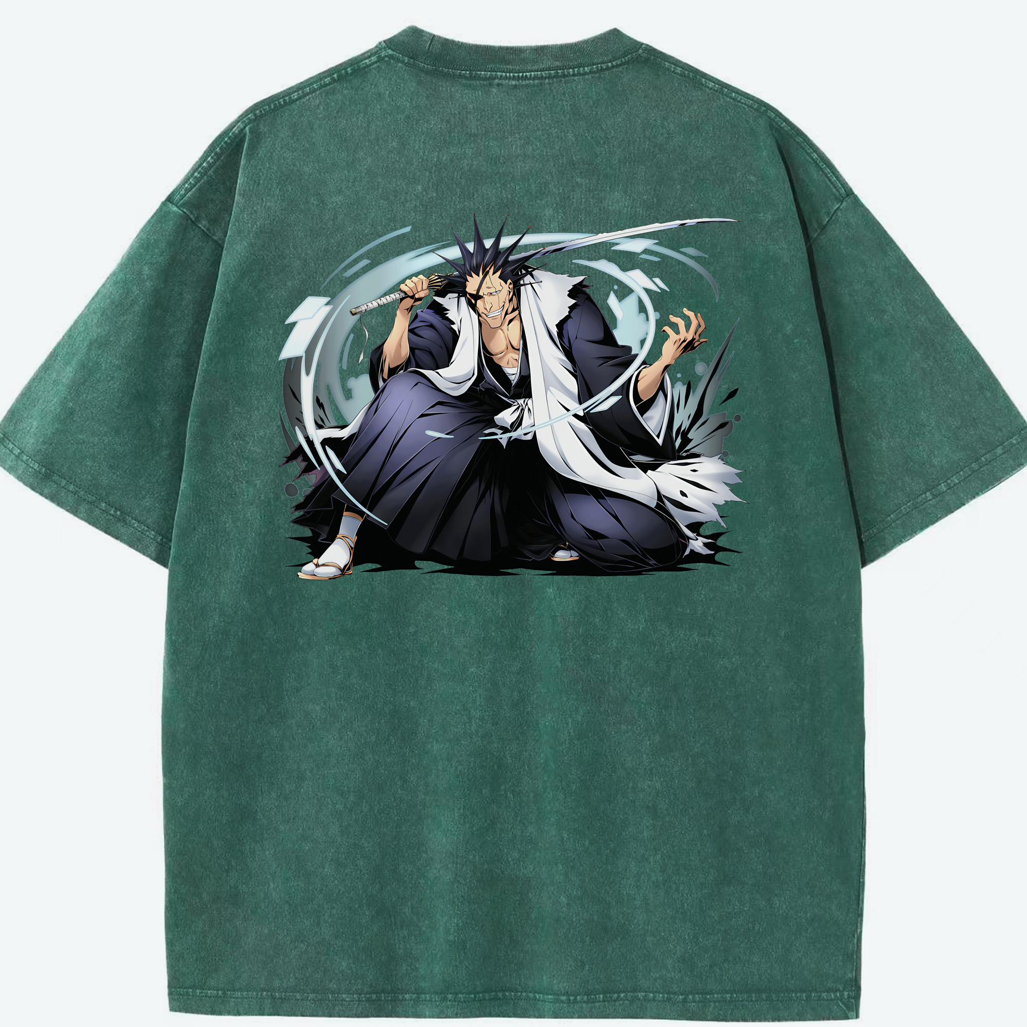 （画像用） ブリーチ ざらき けんぱち BLEACH Zaraki Kenpachi 綿100% ヴィンテージ風 半袖Tシャツ（背面プリント）